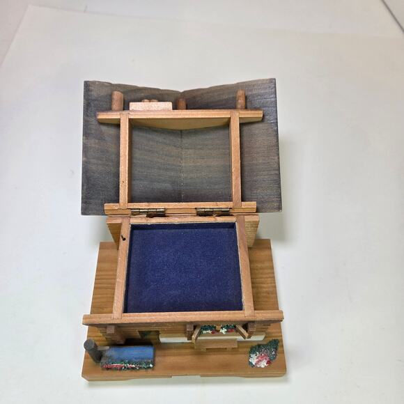 Vintage Reuge Swiss Chalet Music Box Jewelry Trinket Holder – Edelweiss Song - Picture 7 of 12